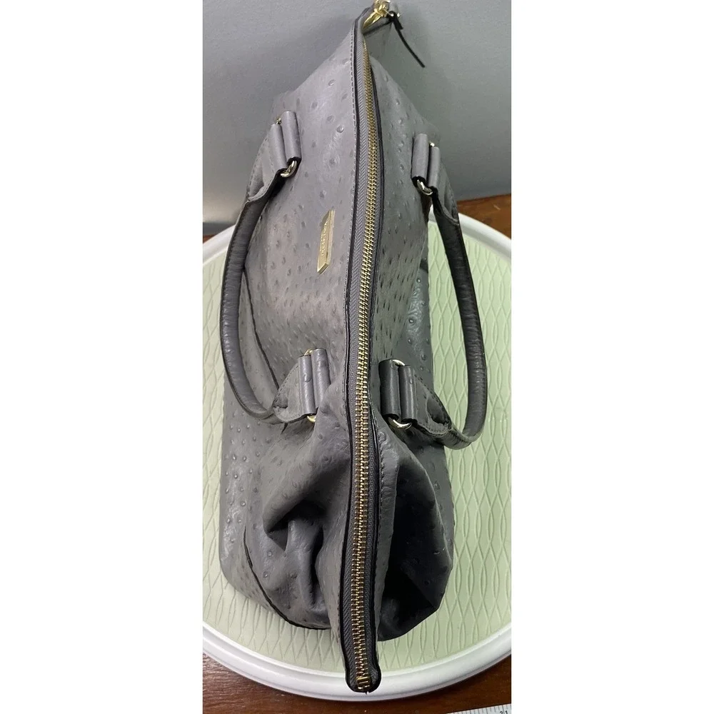 Kate Spade Blaine Windsor Large Gray Ostrich Embossed Leather Satchel Bag‎